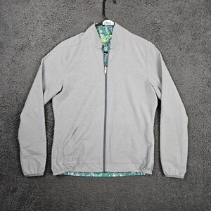 Adidas Women's Gray Reversible Full Zip Jacket‎ Floral Print Lined Medium